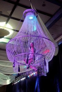 corporate events chandelier aerial bartenders 